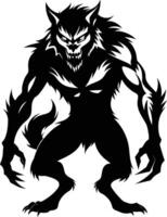A black silhouette of a werewolf vector