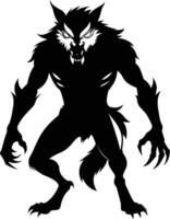 A black silhouette of a werewolf vector