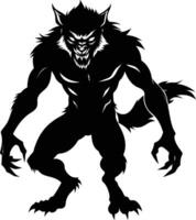 A black silhouette of a werewolf vector