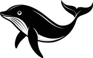 A black and white dolphin silhouette on a white background vector