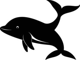 A black and white dolphin silhouette on a white background vector