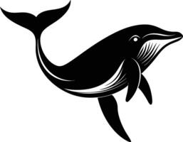 A black and white dolphin silhouette on a white background vector
