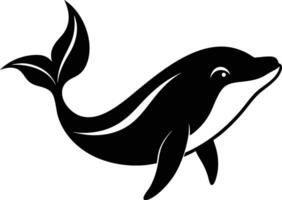 A black and white dolphin silhouette on a white background vector