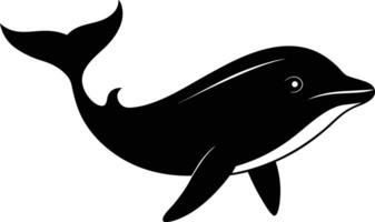 A black and white dolphin silhouette on a white background vector