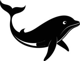 A black and white dolphin silhouette on a white background vector