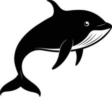 A black and white dolphin silhouette on a white background vector