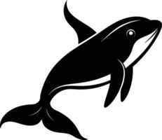 A black and white dolphin silhouette on a white background vector