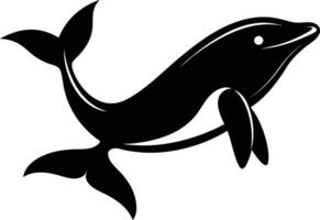 A black and white dolphin silhouette on a white background vector