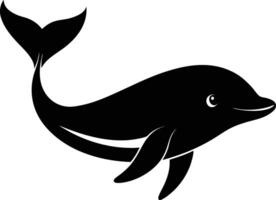 A black and white dolphin silhouette on a white background vector