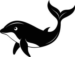 A black and white dolphin silhouette on a white background vector