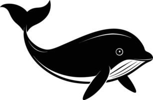 A black and white dolphin silhouette on a white background vector