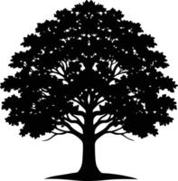 A black and white silhouette of a oak tree vector