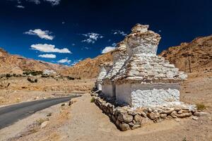 Likir Gompa Tibetan Buddhist monastery in Himalayas photo
