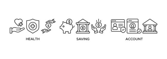 HSA banner web icon illustration concept for health saving account with icon and symbol of healthcare, growth, id card, and accounting vector