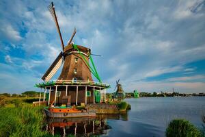 Windmills at Zaanse Schans in Holland. Zaandam, Nether photo
