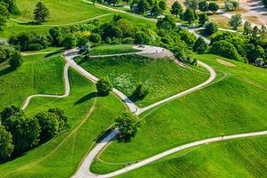 Aerial view of Olympiapark . Munich, Bavaria, Germany photo
