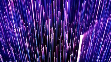 Abstract digital background with glowing neon particles flying upward. movement of a stream of glowing bright lines of particles. Seamless loop abstract background video