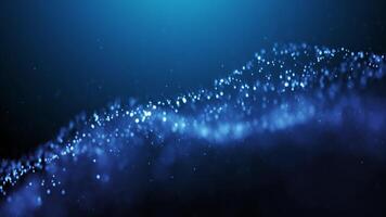 Abstract glowing wave from particles and dots moves on a blue background, big data visualization, futuristic and digital background, 3D, 4K, seamless loop video