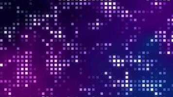 Abstract gradient background with glowing geometric shapes squares. Glowing light bulbs. seamless loop video