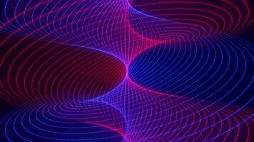 Abstract background of swirling neon lines, bright colored wavy background, wave movement, technology splash background. High-tech spiral video