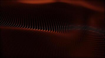 Abstract digital dynamic particle waves with light motion lights background, data flow, cyber technology. 3D rendering. Seamless loop 4k . Screensaver animation video