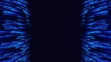 Abstract digital background with glowing neon particles flying. movement of a stream of glowing bright lines of particles. Seamless loop abstract background video