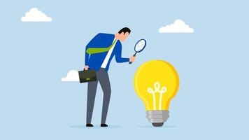 Validate startup idea that have potential to implement, 4k animation of businessman validate idea of light bulb and gives approval. video
