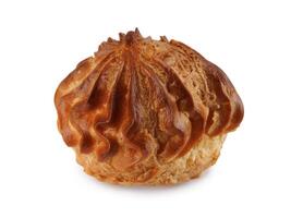 Single profiterole isolated on a white background. Mini eclair on white. photo