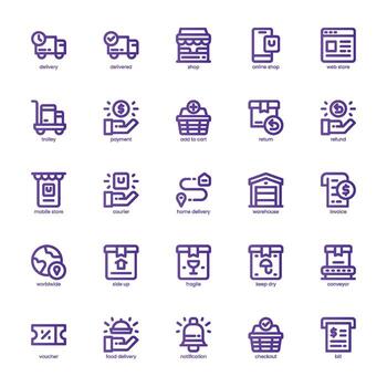 Delivery and Shop icon pack for your website, mobile, presentation, and logo design. Delivery and Shop icon basic line gradient design. graphics illustration and editable stroke. vector