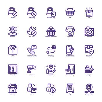 Delivery and Shop icon pack for your website, mobile, presentation, and logo design. Delivery and Shop icon basic line gradient design. graphics illustration and editable stroke. vector