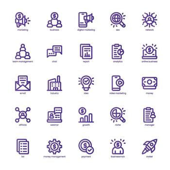 Marketing and Business icon pack for your website, mobile, presentation, and logo design. Marketing and Business icon basic line gradient design. graphics illustration and editable stroke. vector