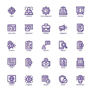 Marketing and Business icon pack for your website, mobile, presentation, and logo design. Marketing and Business icon basic line gradient design. graphics illustration and editable stroke. vector