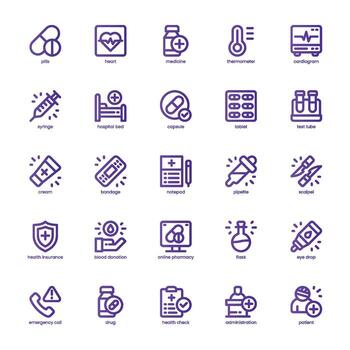 Hospital Element icon pack for your website, mobile, presentation, and logo design. Hospital Element icon basic line gradient design. graphics illustration and editable stroke. vector
