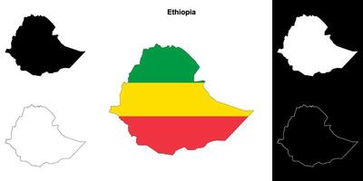 Ethiopia blank outline map set vector