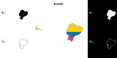 Ecuador blank outline map set vector