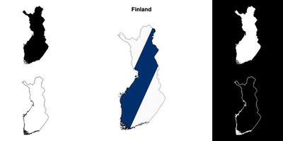 Finland blank outline map set vector