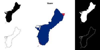 Guam blank outline map set vector