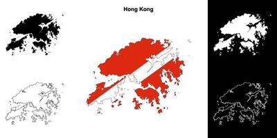 Hong Kong blank outline map set vector
