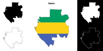 Gabon blank outline map set vector