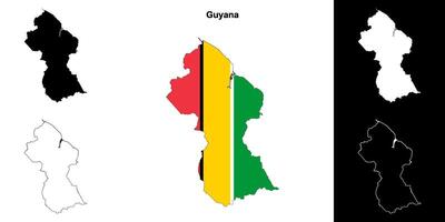 Guyana blank outline map set vector