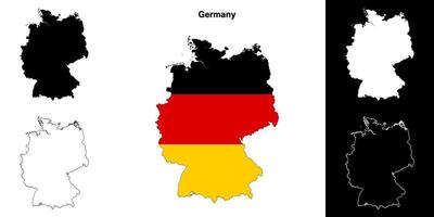 Germany blank outline map set vector