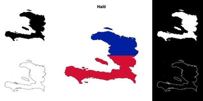 Haiti blank outline map set vector