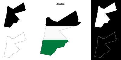 Jordan blank outline map set vector
