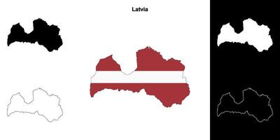 Latvia blank outline map set vector