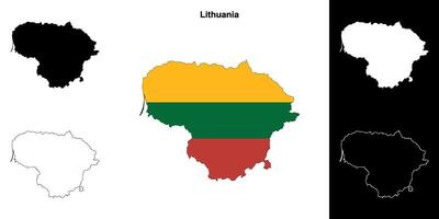 Lithuania blank outline map set vector