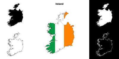 Ireland blank outline map set vector