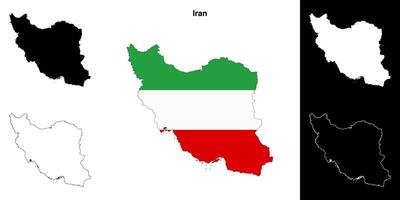 Iran blank outline map set vector