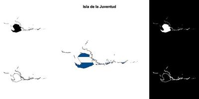 Isla de la Juventud province outline map set vector