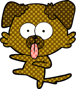 Karikatur Hund mit Zunge kleben aus Zeichnung png