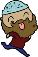 running man with beard sticking out tongue drawing png